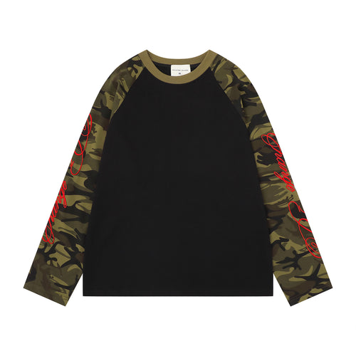 Embroidered Patchwork Long Sleeve T-Shirt