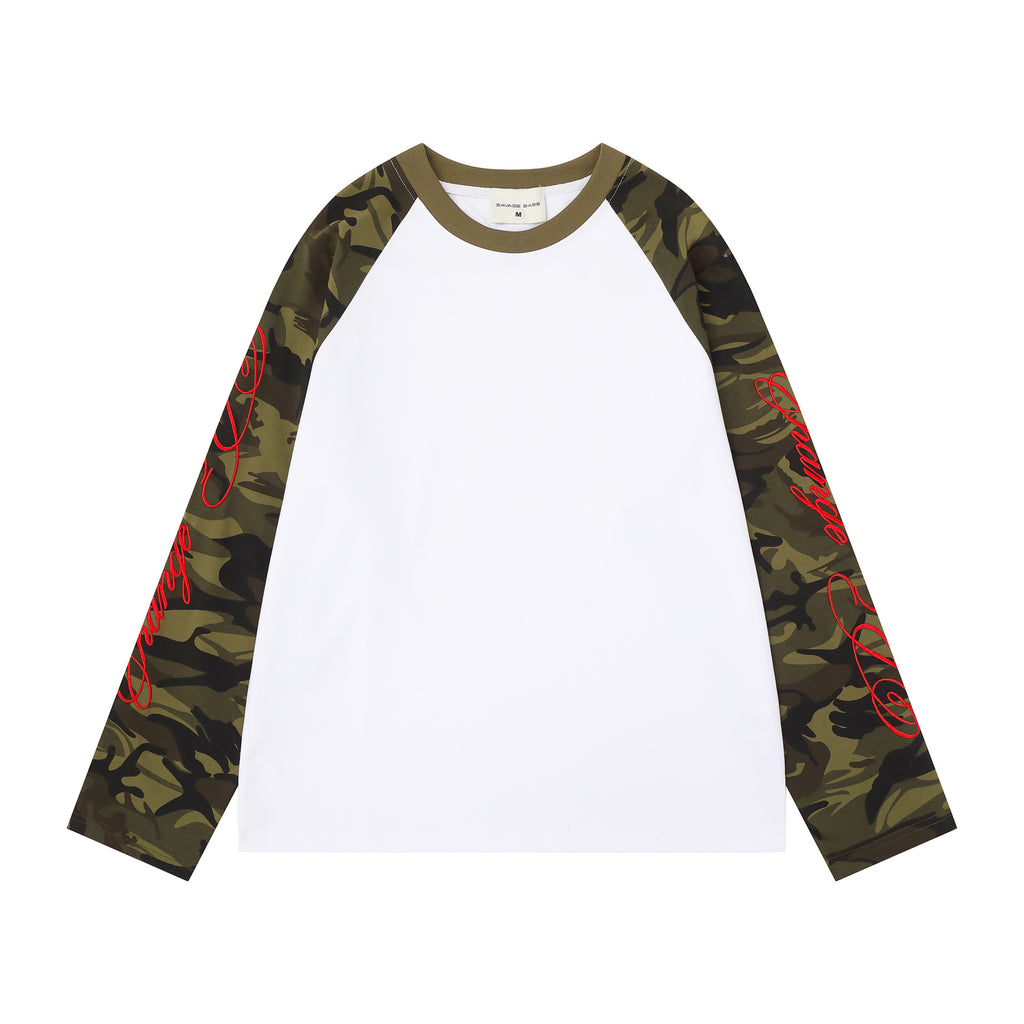 Embroidered Patchwork Long Sleeve T-Shirt