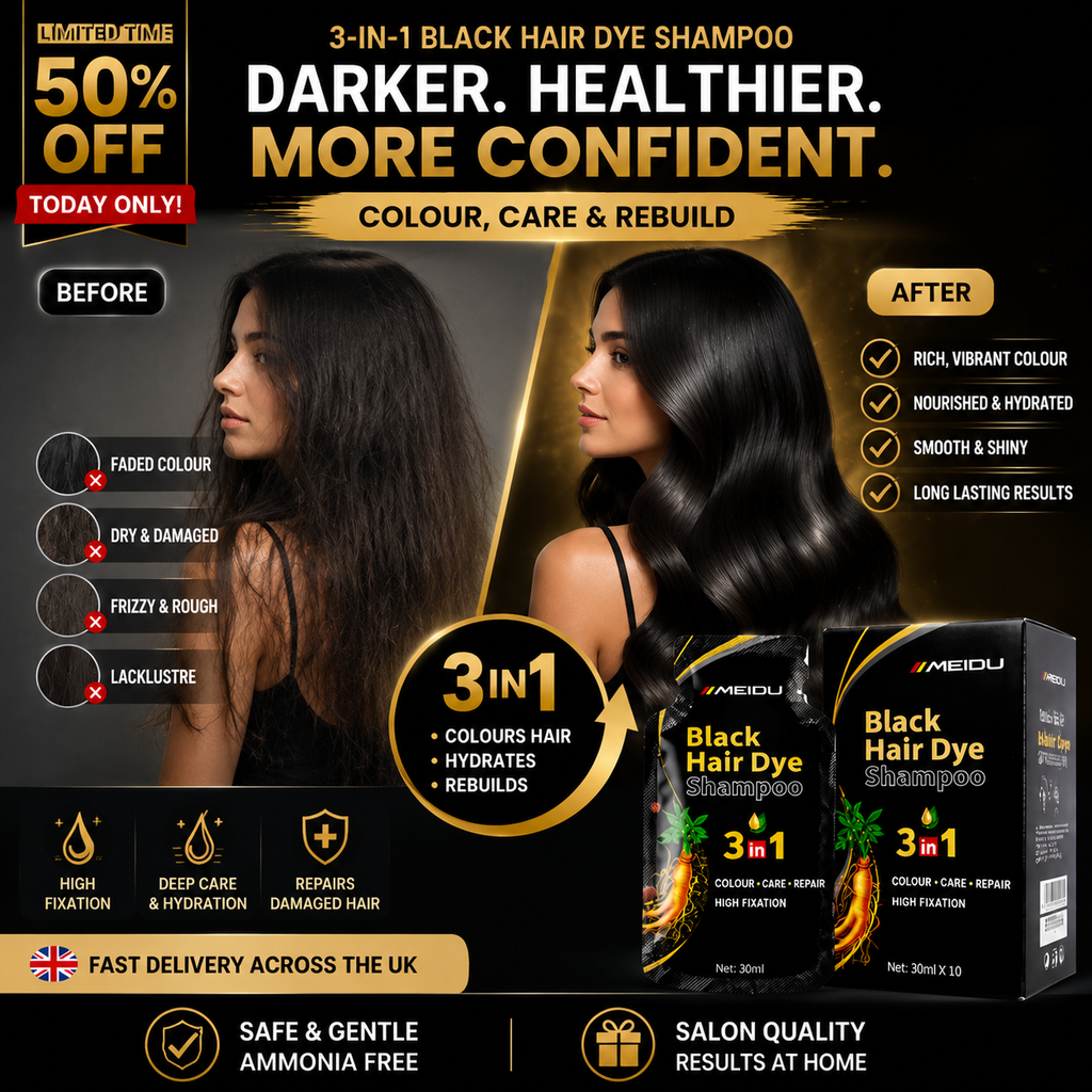 3-in-1 Instant Hair Colour Shampoo Grey Coverage & Darkening Treatment